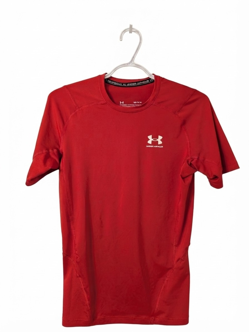 Under Armour Red Compression Short Sleeve Shirt HeatGear Activewear Gym Wear